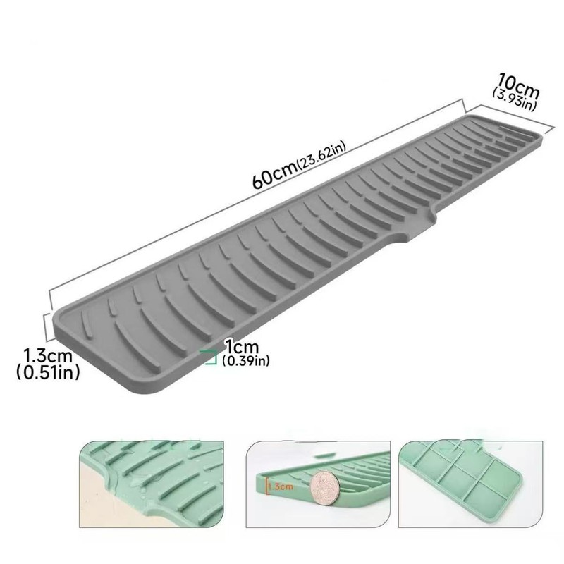 Kitchen Faucet Silicone Mat – Anti-Slip Sink Drain Protection, Slope