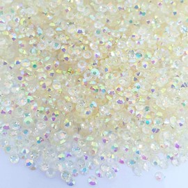 MajorCrafts 2000pcs 5mm ss20 Transparent AB Flat Back Round 14 Facets Resin Rhinestones Arts and Crafts Embellishment Gems (Transparent Clear AB C44)