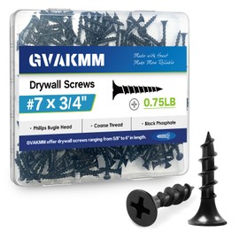 GVAKMM 0.75LB (305pcs),#7x3/4''Drywall Screws,Black Wood Screws,Coarse Thread,Phillips Bugle Head,Sharp Point,Ideal for Wood,Sheetrock and More (3/4 Inch,19mm,305pcs)
