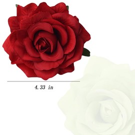 Rose Pin Red Flower Hair Clips for Women Floral Brooch Fabric Flower Pin Hair Flowers for Women Green Rose Hair Clip Hair Accessories for Wedding Hair Clip Green Brooch Flowers for Hair 2Pcs