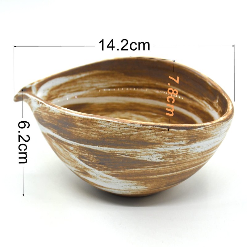 Katakuchi Ball Medium Bizen Style Matcha Bowl, 6.1 fl oz