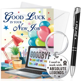 HOWAF New Job Gifts Set, Good Luck In Your New Job Card Leaving Cards Good Bye Card for Colleagues With Envelope Leaving Gifts for Colleagues Women Men Coworker