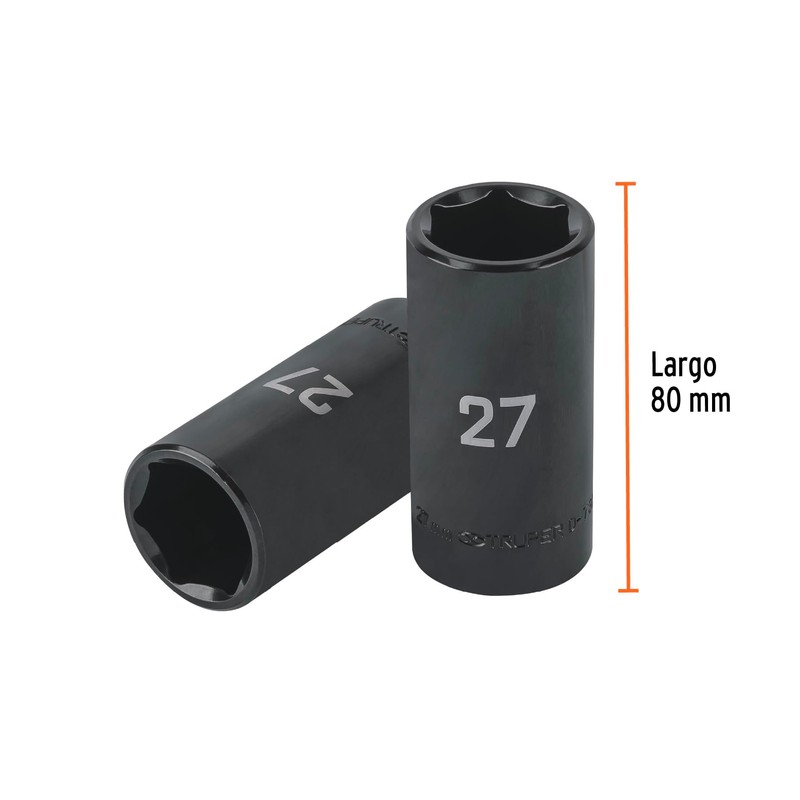 Truper D-7327-ML, Dado largo impacto de 27 mm, 6 puntas,