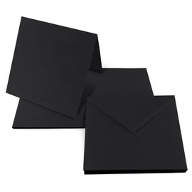 Netuno 25 Folding Cards Blank with Envelope Double Cards Black + 25 Square Envelopes 14 x 14 cm Rainbow Cards Set with Envelope Paper Square Card Blanks Coloured