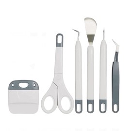 Beasert Plotter Accessories, Vinyl Weeding Plotter Tool, Scraper Spatula Tweezers Scissors for Sewing Basic Tools Plotter Set for Cricut Silhouette Siser Oracal, 6 Pieces, Grey