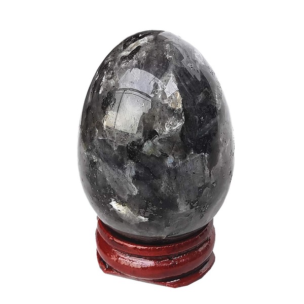 Manekieko Black Labradorite Egg-shaped Meditation Chakra and Home Decoration for