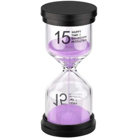 SuLiao Hourglass Sand Timer 15 Minute: Plastic Sand Clock, Purple Sand Watch 15 Min, Colorful Reloj De Arena 15 Minutos, Large Hour Glass Sandglass for Kids, Games, Home, Classroom, Kitchen, Decor