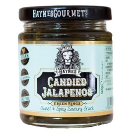 Haynes Gourmet Sweet and Spicy Candied Jalapenos (Single Jar, Green Rings)