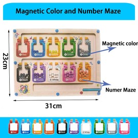 Magnetic Color and Number Maze Toys,Montessori Educational Toys for 2 3 4 Year Old,Sorting Game Educational Toys for Toddlers Fine Motor Skills Montessori Kids Preschool Toys