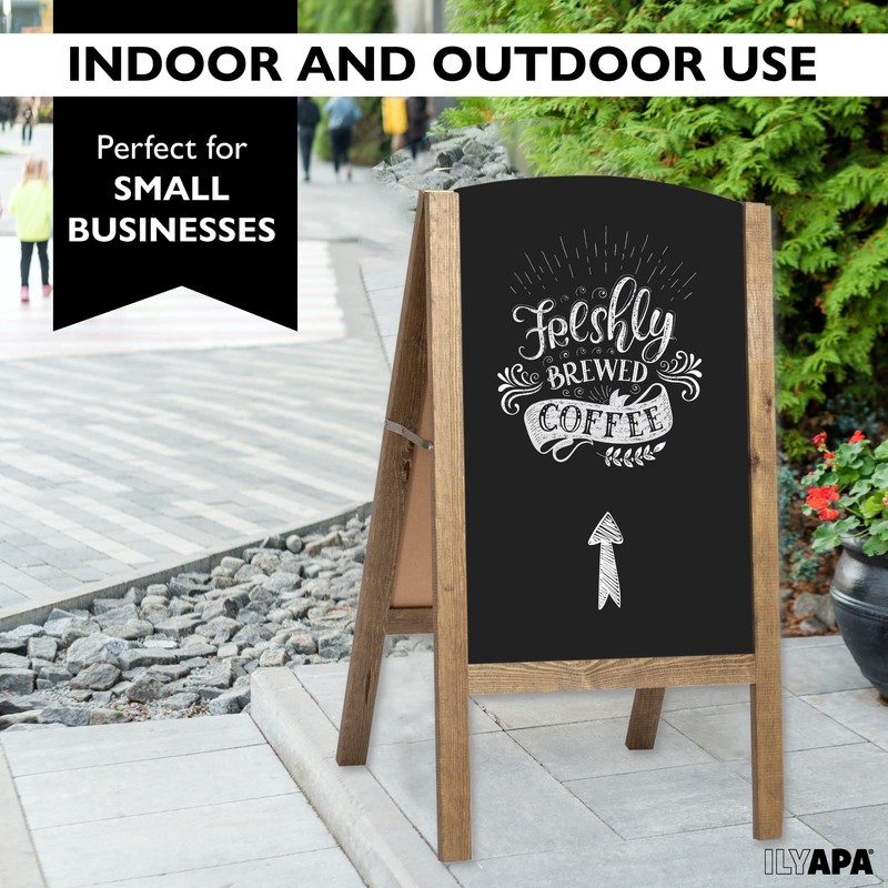 Ilyapa A-Frame Chalkboard Sidewalk Sign - Rounded Top Folding Standing