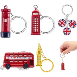 5 piezas de recuerdos de Londres, llavero aleación Londres que incluye bandera británica del Reino Unido, cabina telefónica, Big Ben, autobús dos pisos, buzón correos británico para famil