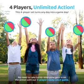 Toss and Catch Ball Set Kids Outdoor Toys for Ages 3+ - Sticky Ball Catch Game for Families with 4 Paddle Sets - Fun Beach & Outdoor Childrens Toys or Garden Games for Kids of All Ages & Adults