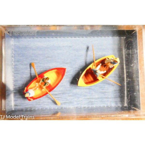 Preiser HO #10686 Rowboats w/Figures (Hand Painted) 1:87th Scale