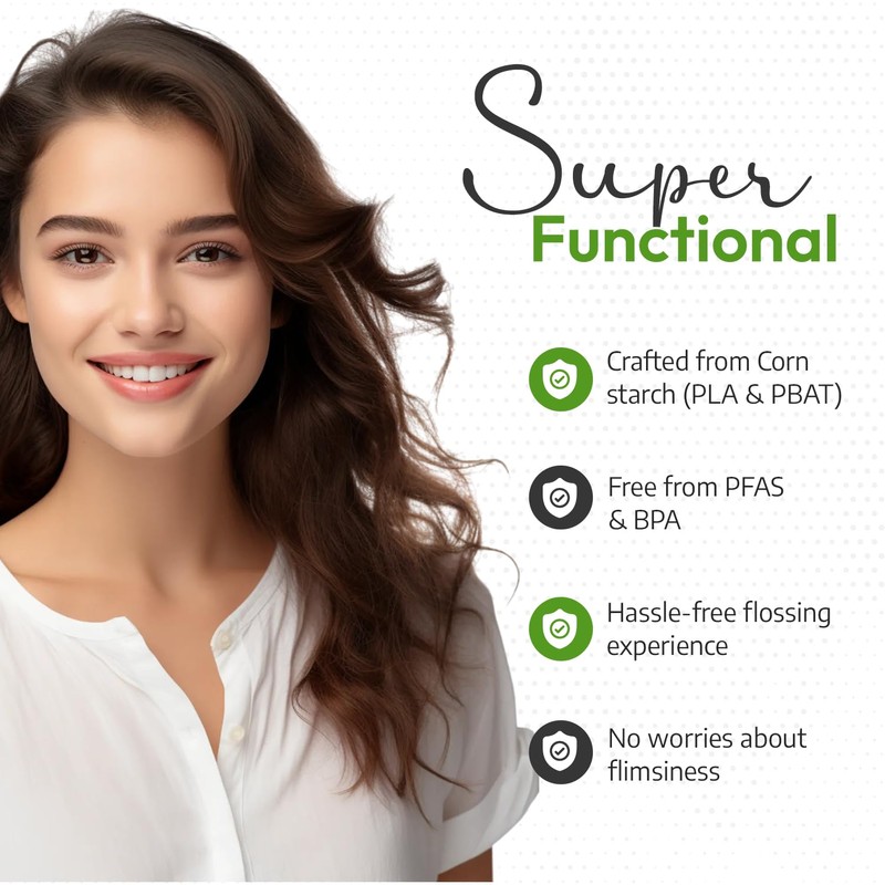 EF-Globally Dental Floss Picks, Plant-Based and Eco-Friendly, No Break and