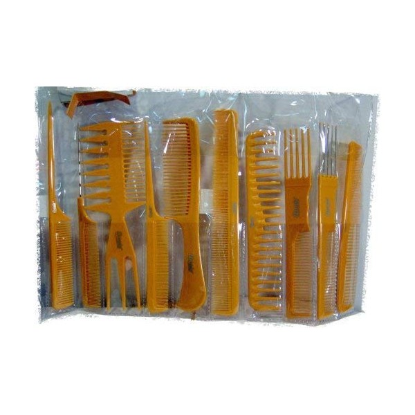 annie 10 Piece Professional Comb Set color - Brown -
