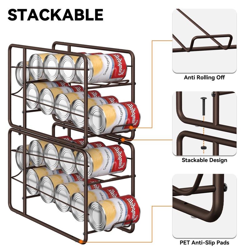 MOOACE 4 Pack Can Dispenser Rack, Stackable Can Storage Organizer