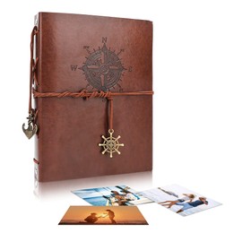 EUBSWA Vintage Photo Album Leather Album with 60 Pages Scrapbook for 240 Pictures Wedding Guest Book Gift for Friend Sailing 21.5 x 17 cm