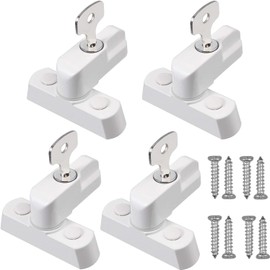 Neoteck 4pcs Sash Blocker Jammer Restrictor Window Lock with Keys Strong Zinc Alloy Home Security Locks for UPVC Door Window-White