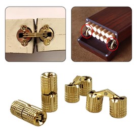 10Pcs Brass Barrel Hinges, Invisible Cabinet Furniture Hinges with 180 Degree Opening Angle, Hidden Box Hinges for DIY Jewelry Box Hand Craft (M8x18mm)