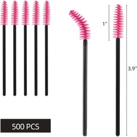 Tbestmax 500 Unidades De Cepillos Desechables Para Rímel, Aplicador De Pestañas Y Extensiones De Cejas Y Pestañas - Rosa Intenso