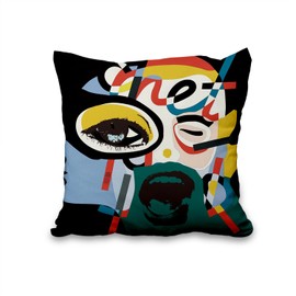 Vie Savaran 4 Pcs/Set Abstract Pillow Covers Boho Women Face Abstract Art Face Patchwork Modern Aesthetic Watercolour Mixed Colours Linen Throw Pillowcases for Couch Sofa Farmhouse, 20"x20"