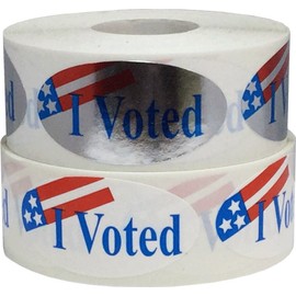 I Voted Stickers 2 x 1 Oval Shape Bulk Pack 500 Per Roll 1,000 Total Apparel Safe Adhesive Stickers