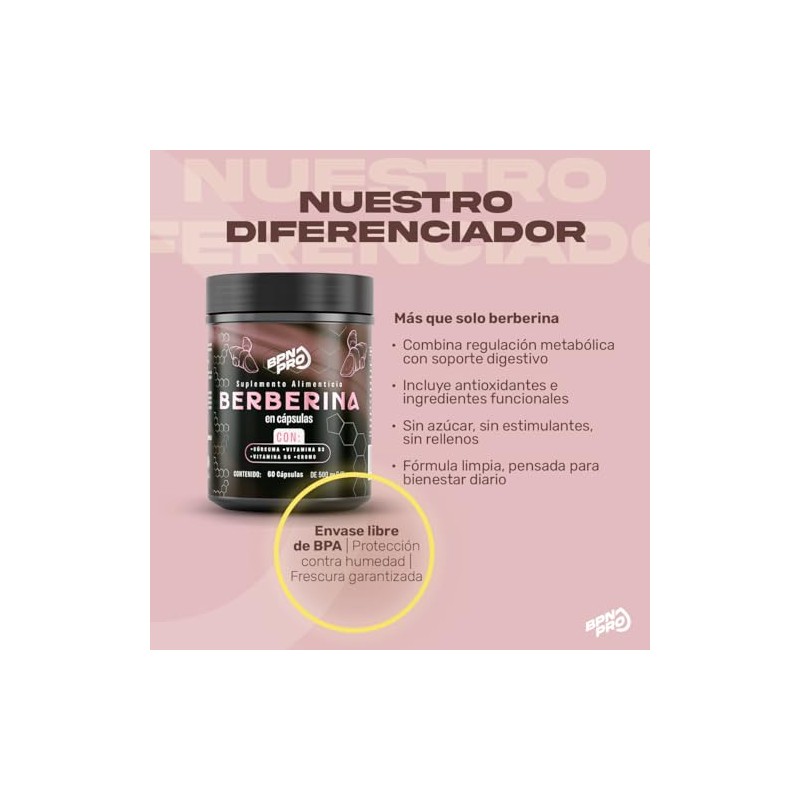 BPN PRO Berberina HCl 500mg | Apoyo al Metabolismo y