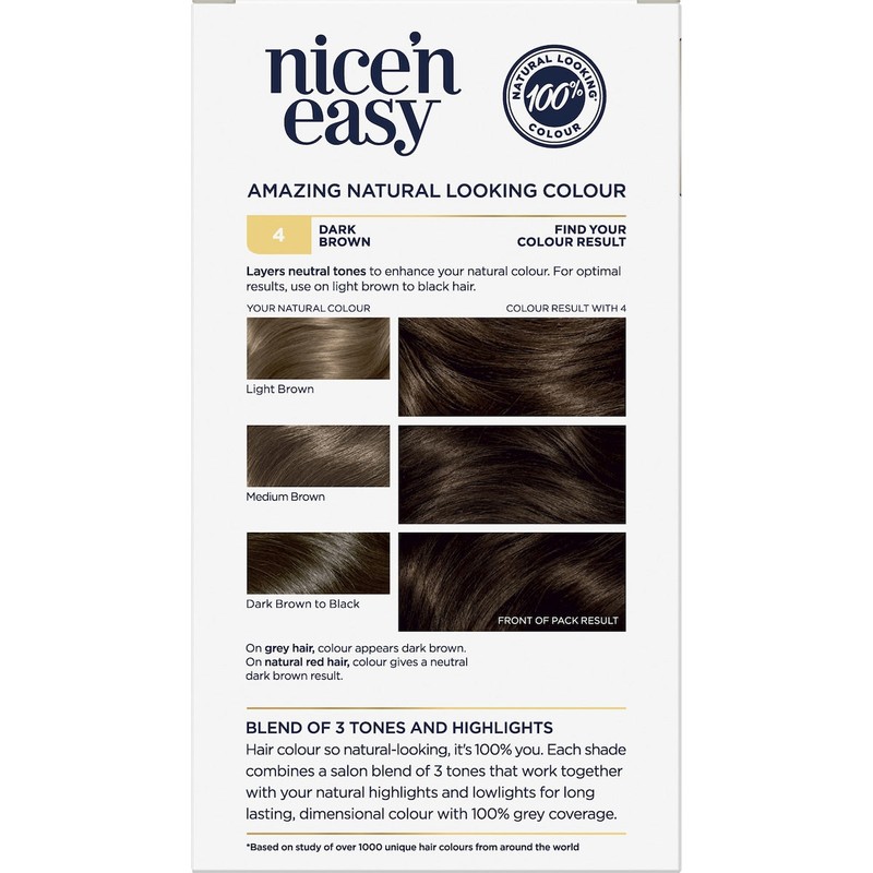 Clairol Nice N Easy 4 Natural Dark Brown Permanent Hair