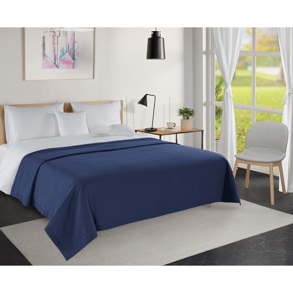 LANE LINEN Navy Blue Twin Blanket for Bed – 100%