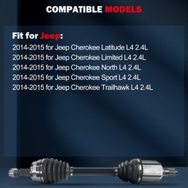 cciyu NCV82002 CV Axle Shaft Assembly Fit For Jeep for Cherokee 2.4L 2014-2015 Front Left Drive Side
