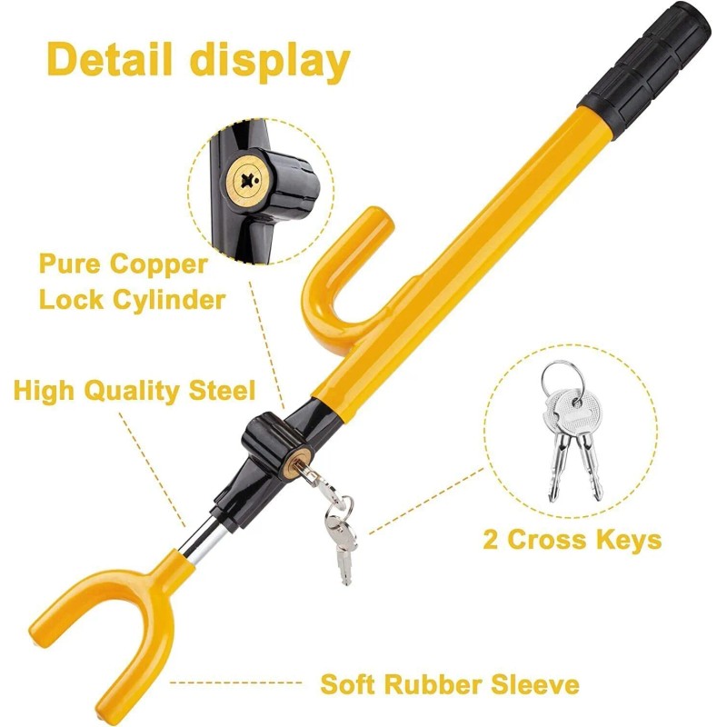 CARTMAN Vehicle Steering Wheel Lock, Car Anti-Theft Yellow