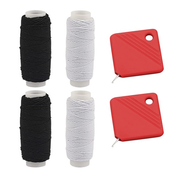 4 Rolls Elastic Sewing Thread, 2 Threading Tools, Elastic Cord