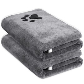 Set of 2 Dog Towels, Extra Absorbent, Microfibre Dog Towels, Soft, Durable and Quick Drying, Ideal for Small, Medium and Large Dogs
