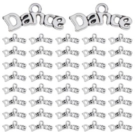 DICOSMETIC 100Pcs Dance Charms Small Metal Dance Pendant Alloy Word Letter Charm Antique Silver Dancers Pendant for Necklace Bracelet Earring DIY Jewelry Making