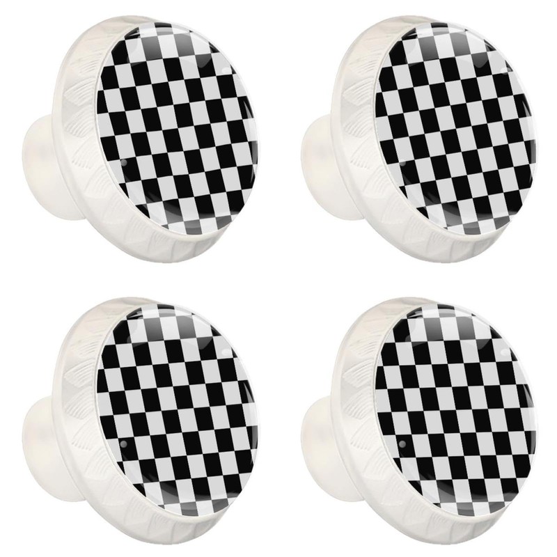 LRCCJS Buffalo Plaid Black and White Checkered 4 Pcs White