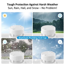 Golysoa Aluminum RV Plumbing Vent Caps Kits with Screws for RV Trailer Camper,Campers Roof Sewer Cover Kit with Butyl Rubber and Filter Screen for 1" To 2-3/8" OD Pipe (2 Packs,White)