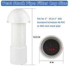 3 Inch Vent Stack Pipe Filter,Sewer Vent Filter Septic Tank Roof Vent Filters Cap for PVC Plastic Pipes Plumbing Air Exhaust,Vents Stack Filters Remove Outdoor Septic and Sewer Odors,with Mushroom Cap