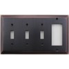 Classic Accents Deco Antique Copper 4 Gang Wall Plate - 3 Toggle Light Switch Openings 1 GFI/Rocker Opening