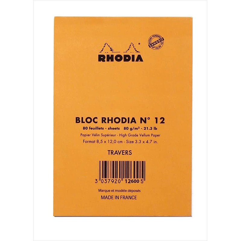RHODIA 12600C - Stapled Notepad N°12 Orange - 8.5x12 cm