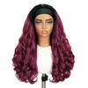 FANCEE Yaki Wavy Headband Wigs Ombre Burgundy Kinky Straight Wear
