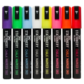 STATIONERY ISLAND 6MM Chalk Pens for blackboard, Liquid Chalk Markers for Chalkboard and Glass, Wipeable Chalk pens for Window Drawing,8 Colours