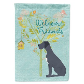 Caroline's Treasures BB7587GF Welcome Friends Black Great Dane Flag Garden Size, Small, Multicolor