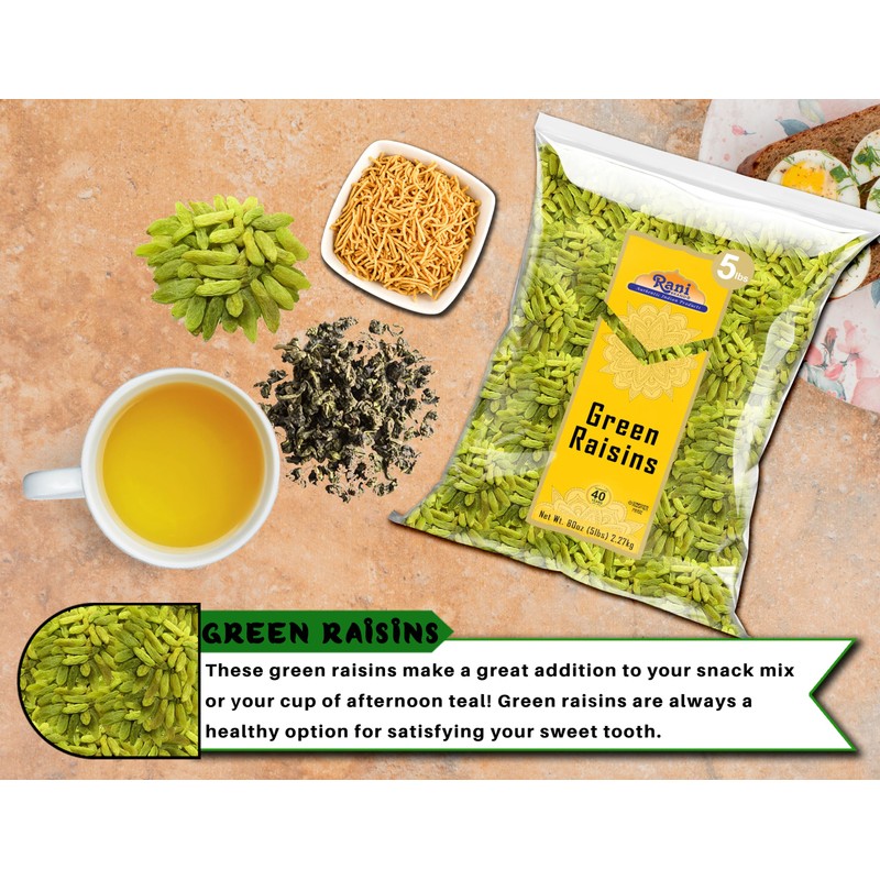 Rani Green Raisins 80oz (5lbs) 2.27kg Bulk ~ All Natural