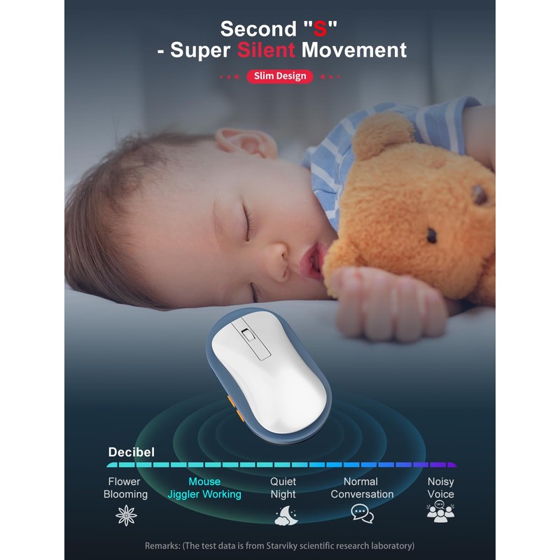 STARVIKY Undetectable Mechanical Mouse Jiggler, Ultra-Slim Mouse Mover, with Random