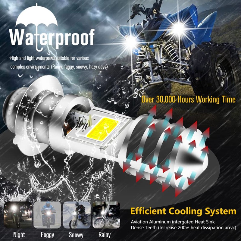 Vooda H6M LED Bulb AC/DC 12-48V P15D Hi-Lo Beam White