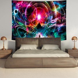 Delur Time Travel Tapestry Galaxy Universe Starry Sky Tapestry Wall Hanging Milky Way Outer Space Abstract Tapestry Psychedelic Nebula Tapestry for Bedroom Living Room Home Decor (70.8" x 92.5")