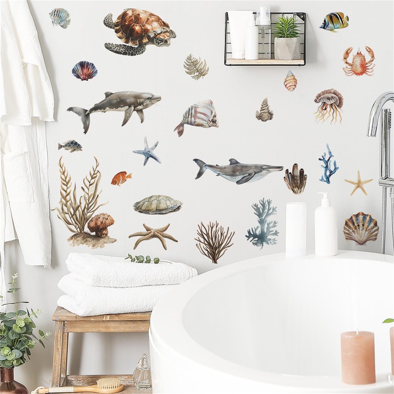 WAFT YEARN Removable Vinyl Whale Wall Decal Sea Life Wall