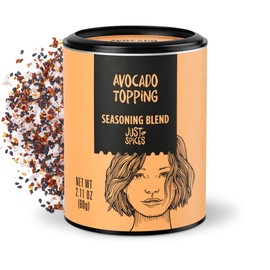 Just Spices Avocado Topping, 2.11 OZ I Spice mix for avocado I Also for refining bowls and salad I With black sesame, tomato and chili, pyramid salt and more