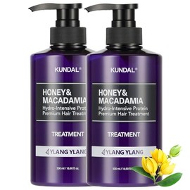 Kundal Honey & Macadamia Natural Conditioner Korean Hair Care Damage Repair, Deep Hydration, Long Lasting Fragrance, with Honey, Argan Oil, Macadamia Oil 16.9fl oz (Pack of 2) (Ylang Ylang)