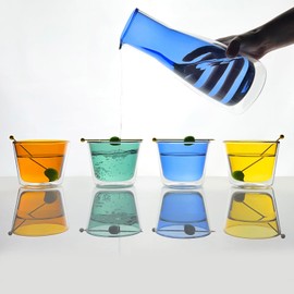 Cloudnola Double Wall Insulated Carafe, Blue, 34oz For Both Hot and Cold Beverages, Handblown Borosilicate Glass Pitcher